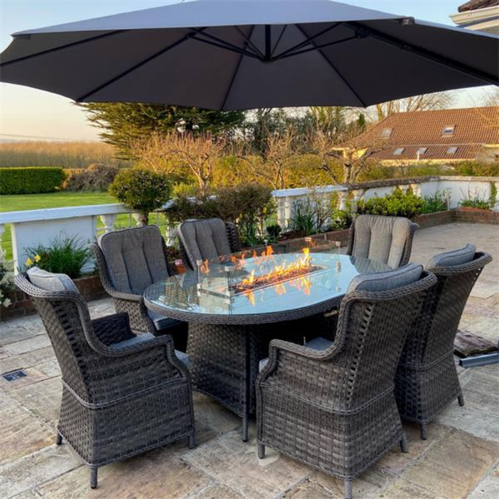 Blackrock 6 Seater Oval Table with Firepit