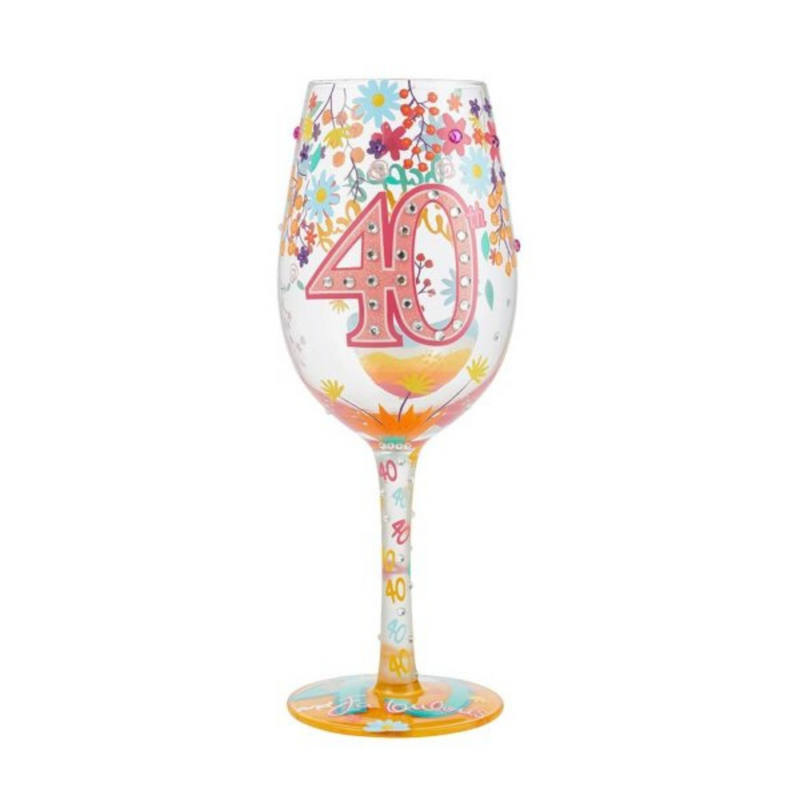 40th Birthday Wine Glass