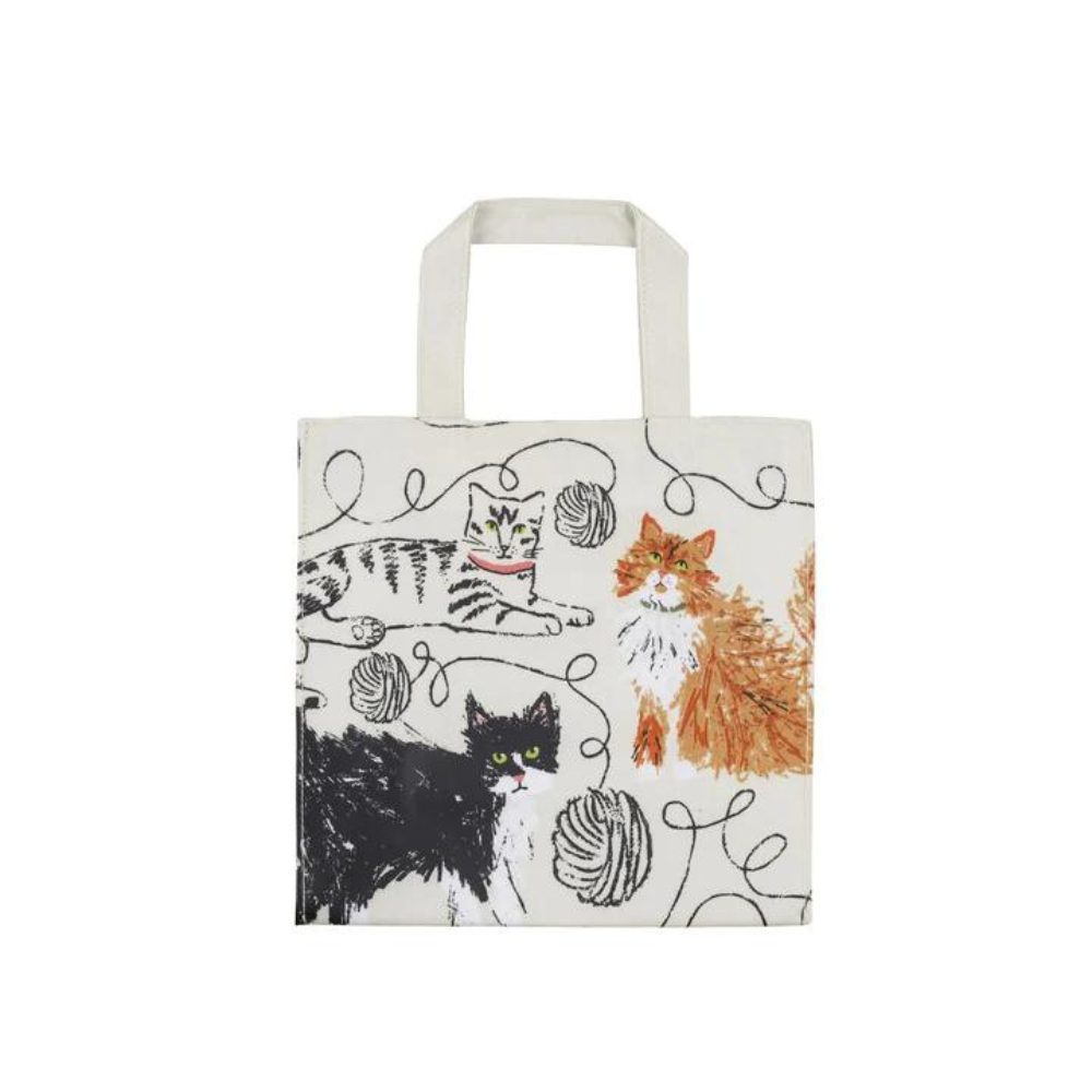 Wipeable PVC Shopping Bag -Feline Friends, Small