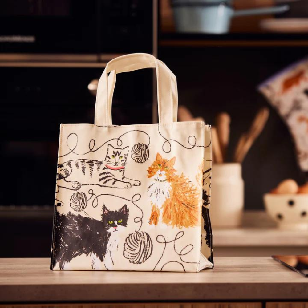 Wipeable PVC Shopping Bag -Feline Friends, Small