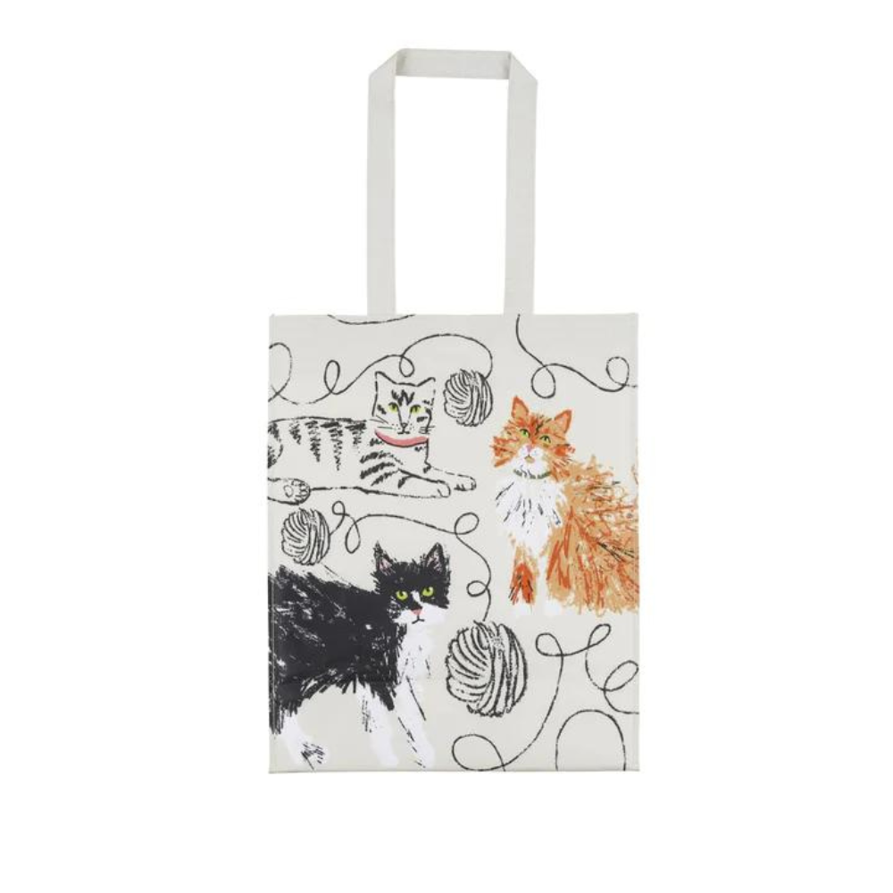 Wipeable PVC Shopping Bag -Feline Friends, Medium