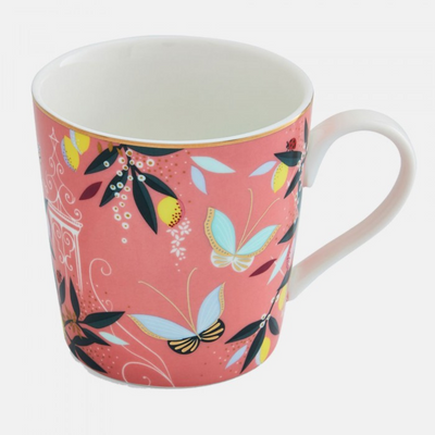 Sara Miller Coral Orchid Butterfly Mug