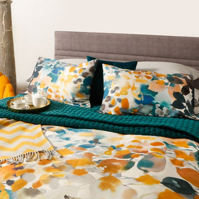 Amber Floral Duvet Set, Teal