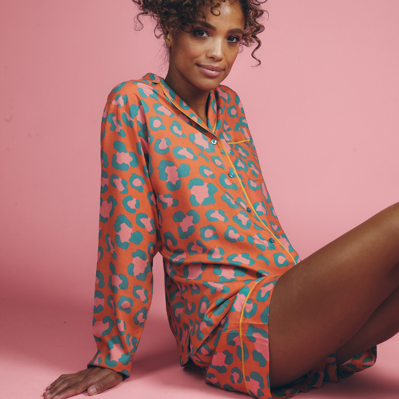 Coral Leopard Supersoft Pajamas