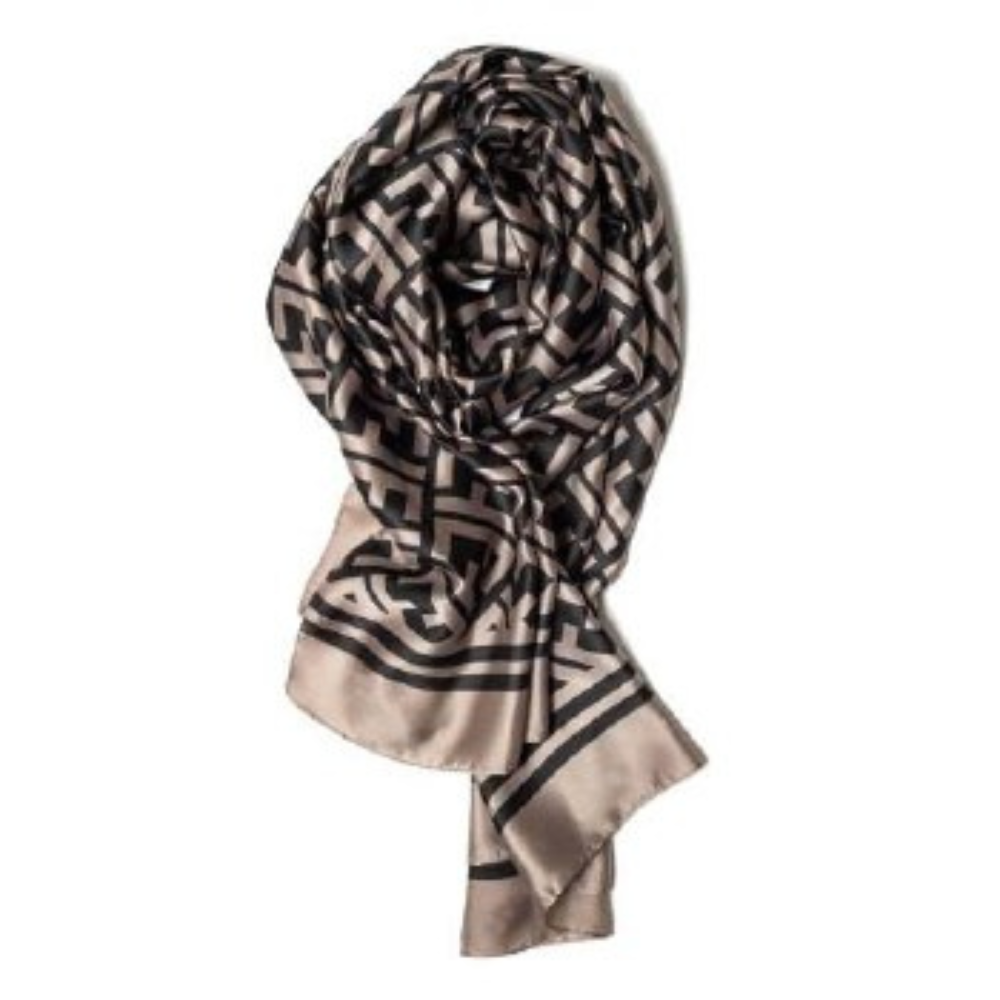Taupe & Black Polyester Scarf