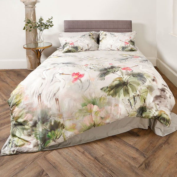 Harper Floral Duvet Set, Grey