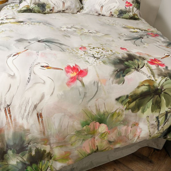 Harper Floral Duvet Set, Grey