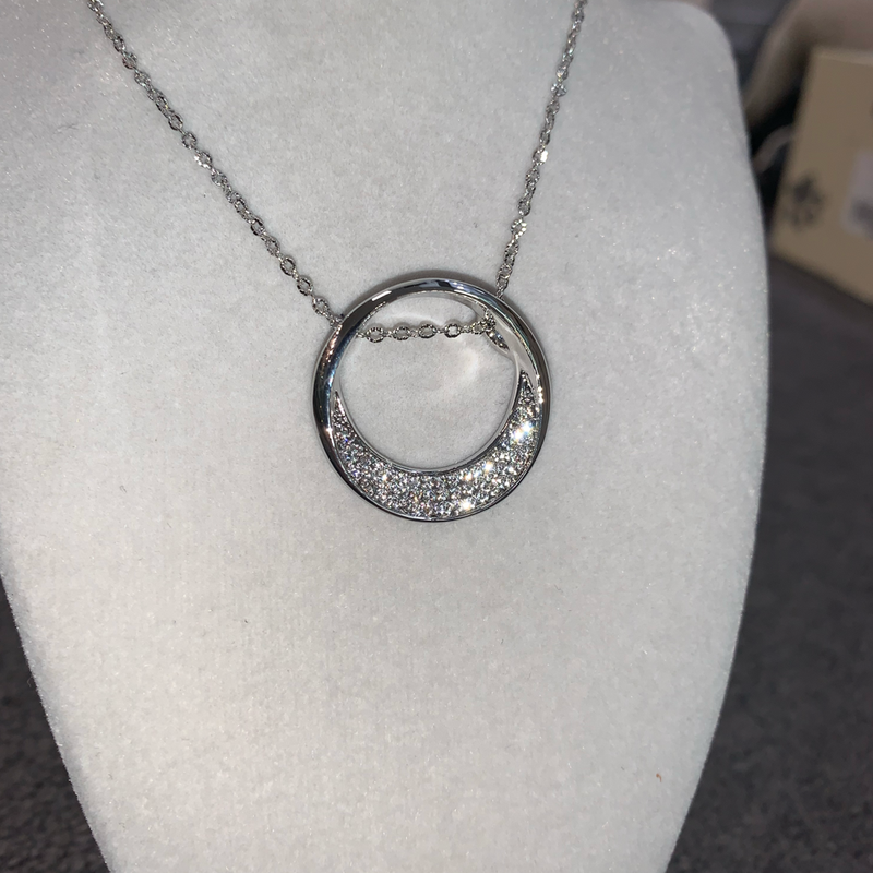 Silver Half Moon Diamante Necklace