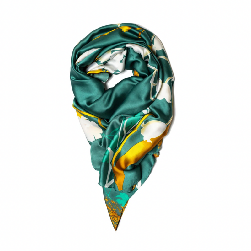 Teal Meadow Polyester Scarf