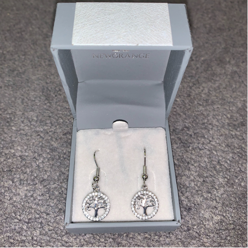 Tree of Life Silver Droplet Earrings