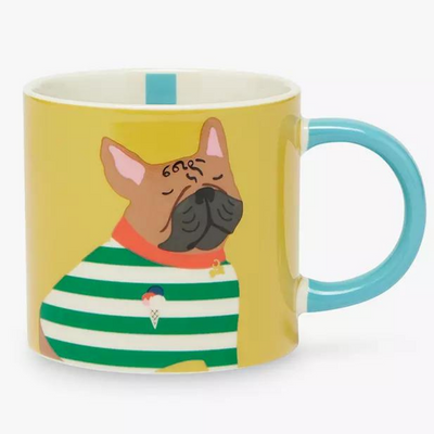 Pug Dog Fine China Mug, 345ml, Yellow/Multi