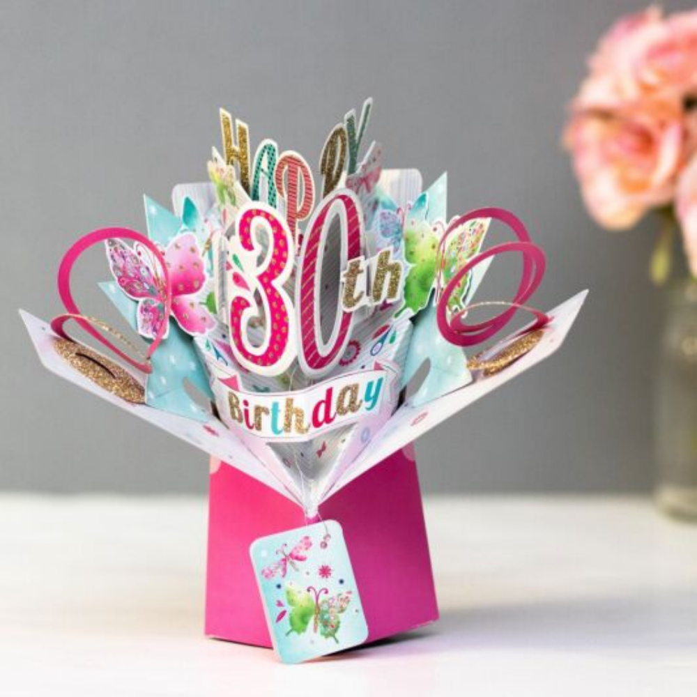 30th Birthday Butterflies 3D Pop Up Card