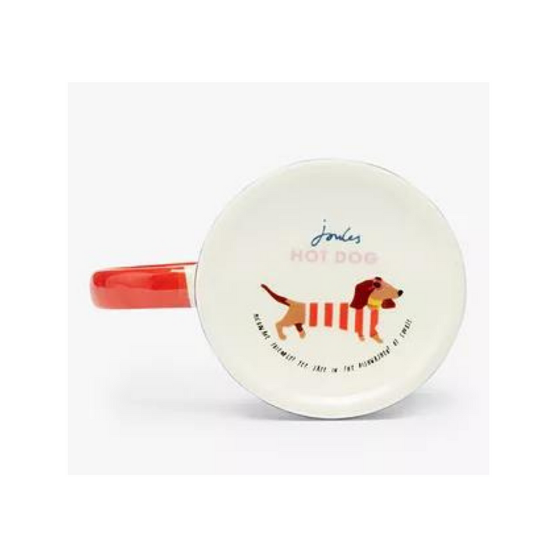 Dachshund Striped Fine China Mug, 345ml, Red/Blue