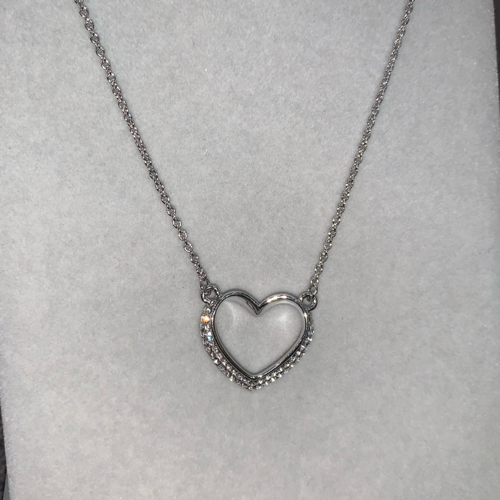 Silver Diamante Heart Necklace
