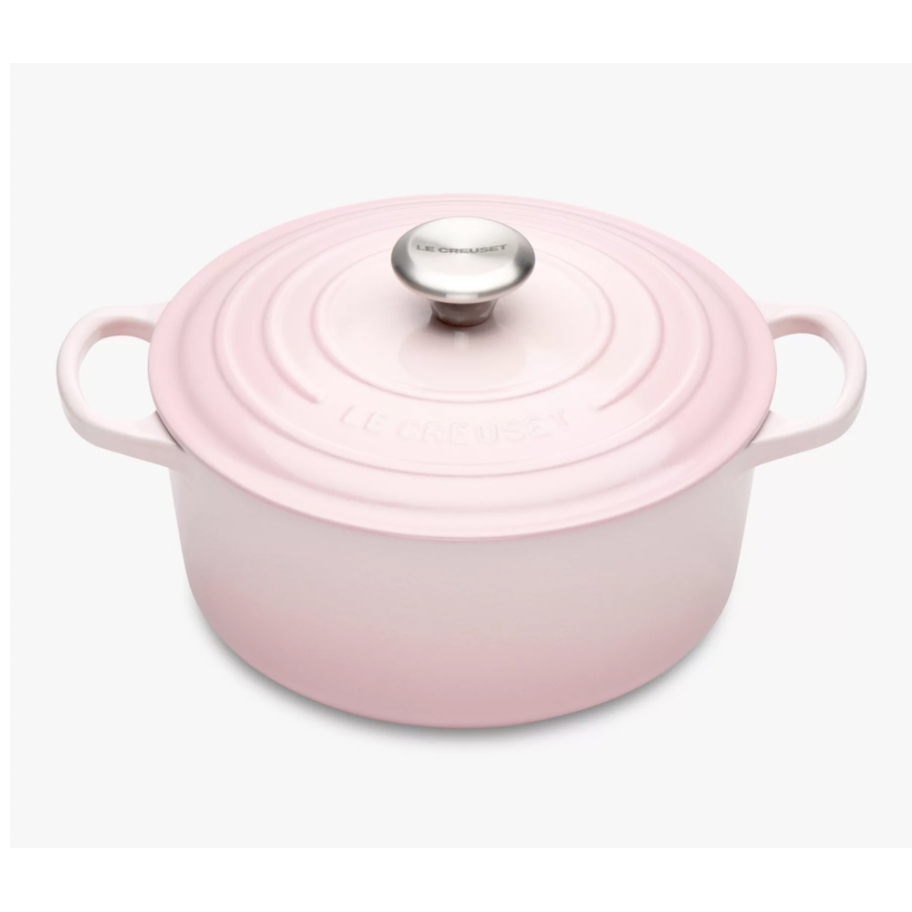 Signature Cast Iron Round Casserole 24cm, Shell Pink