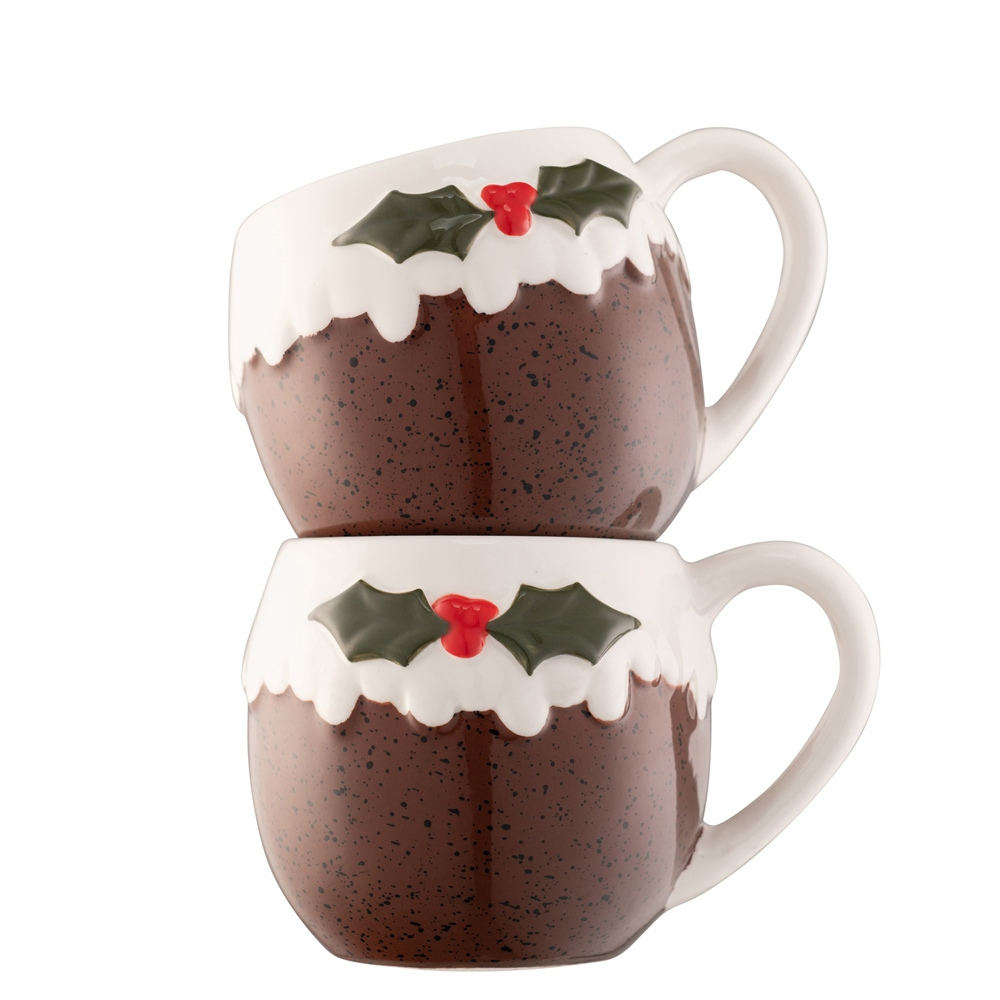 Christmas Pudding Mugs - Set of 2