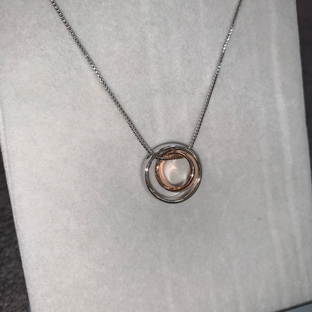 Silver & Rose Gold Ring Necklace