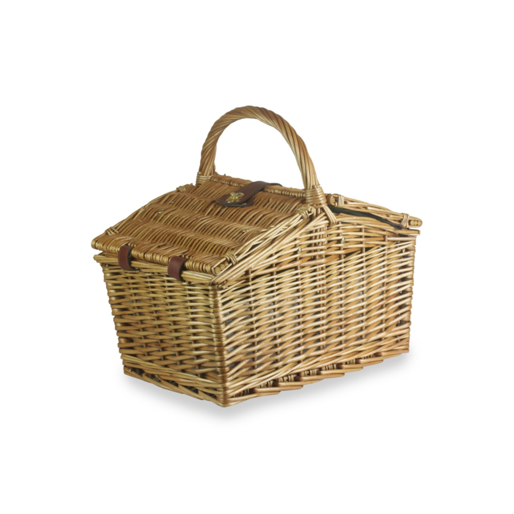 2 Person Butterfly Lidded Fitted Wicker Picnic Basket