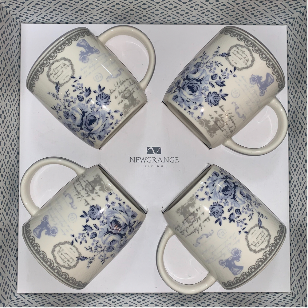 Rose Blue Bone China Mugs - The Gift & Art Gallery