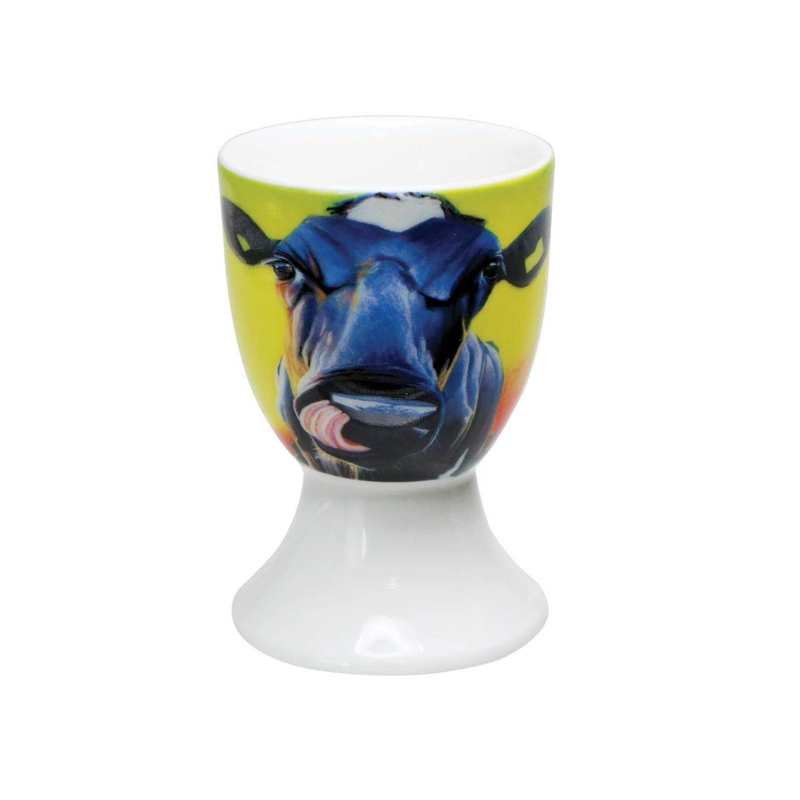 Eoin O Connor Cow Set of Four Egg Cups and Spoons