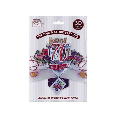 70th Birthday Flowers 3D Pop Up Card
