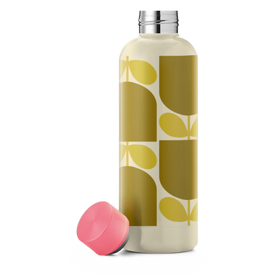 Stainless Steel Water Bottle, Block Flower