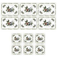 Pimpernel- The Holly & The Ivy - Placemats Set of 6 and 6 free coasters